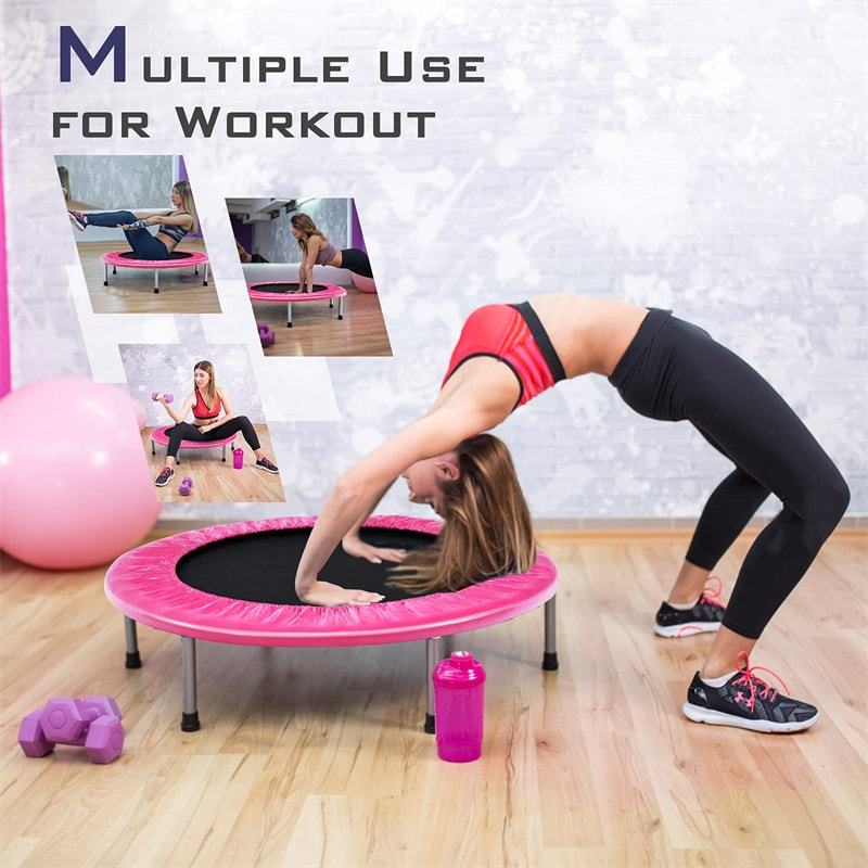 38" Mini Folding Trampoline, Foldable Fitness Rebounder for Adults & Kids, Indoor/Outdoor Exercise, Max Load 330lbs, Portable Workout Trampoline