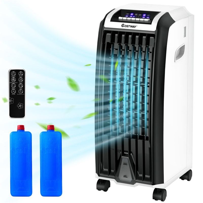 4-in-1 Evaporative Air Cooler, Portable Air Cooler with Fan, Humidifier, Remote Control, 6.5L Tank & Ice Packs, Quiet for Home, Office, Dorms