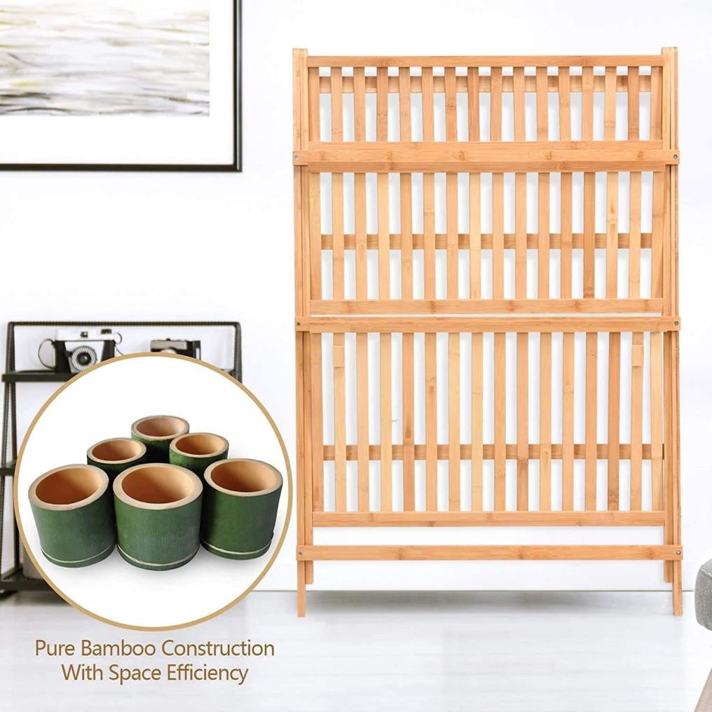 3 Tier Folding Bamboo Plant Stand Organizer Storage Shelving