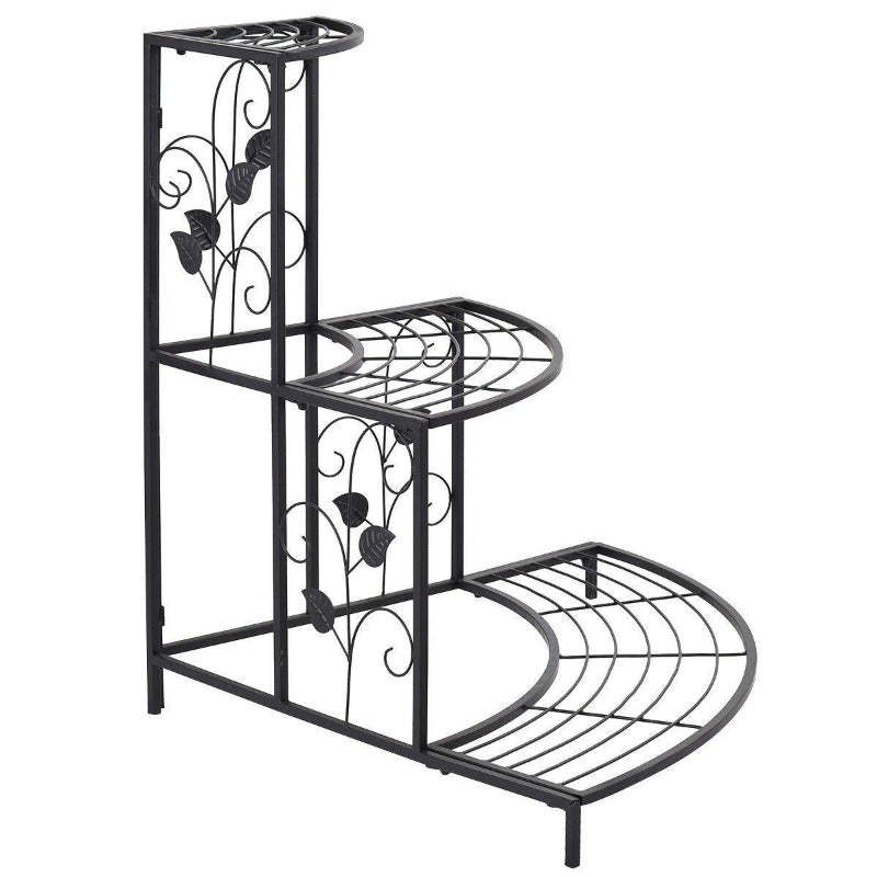 3 Tier Metal Corner Plant Stand Stair-Step Style Flower Pot Display Stand Ladder Plant Rack for Indoor Outdoor Use