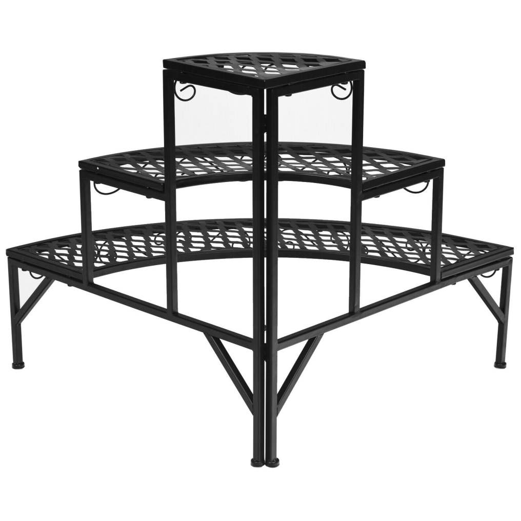 3 Tier Outdoor Metal Corner Plant Stand Step Ladders Display Rack
