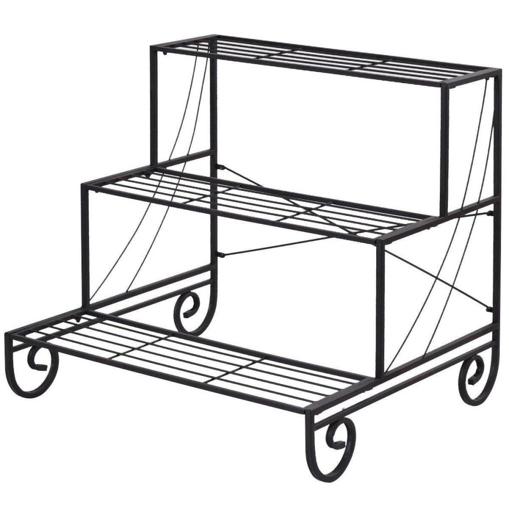 3 Tier Outdoor Metal Garden Planter Holder Rack