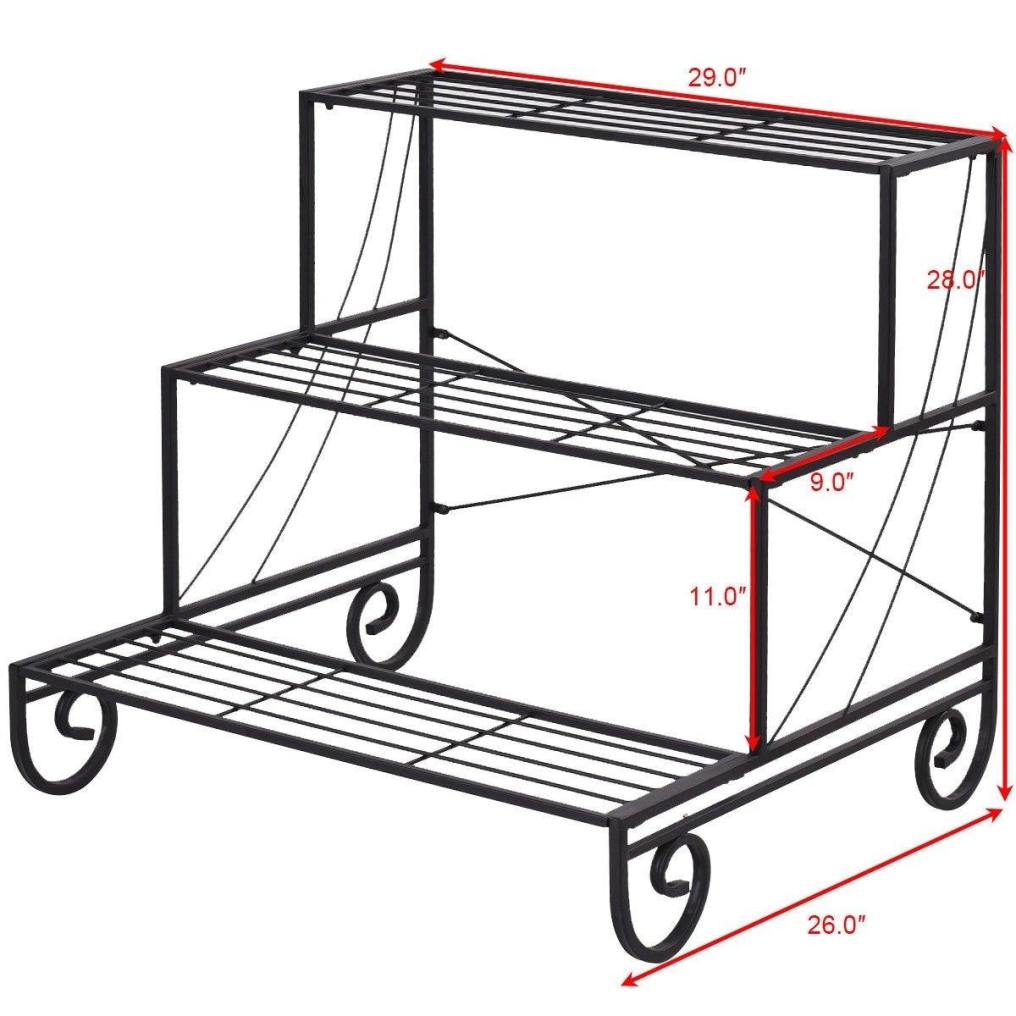 3 Tier Outdoor Metal Garden Planter Holder Rack