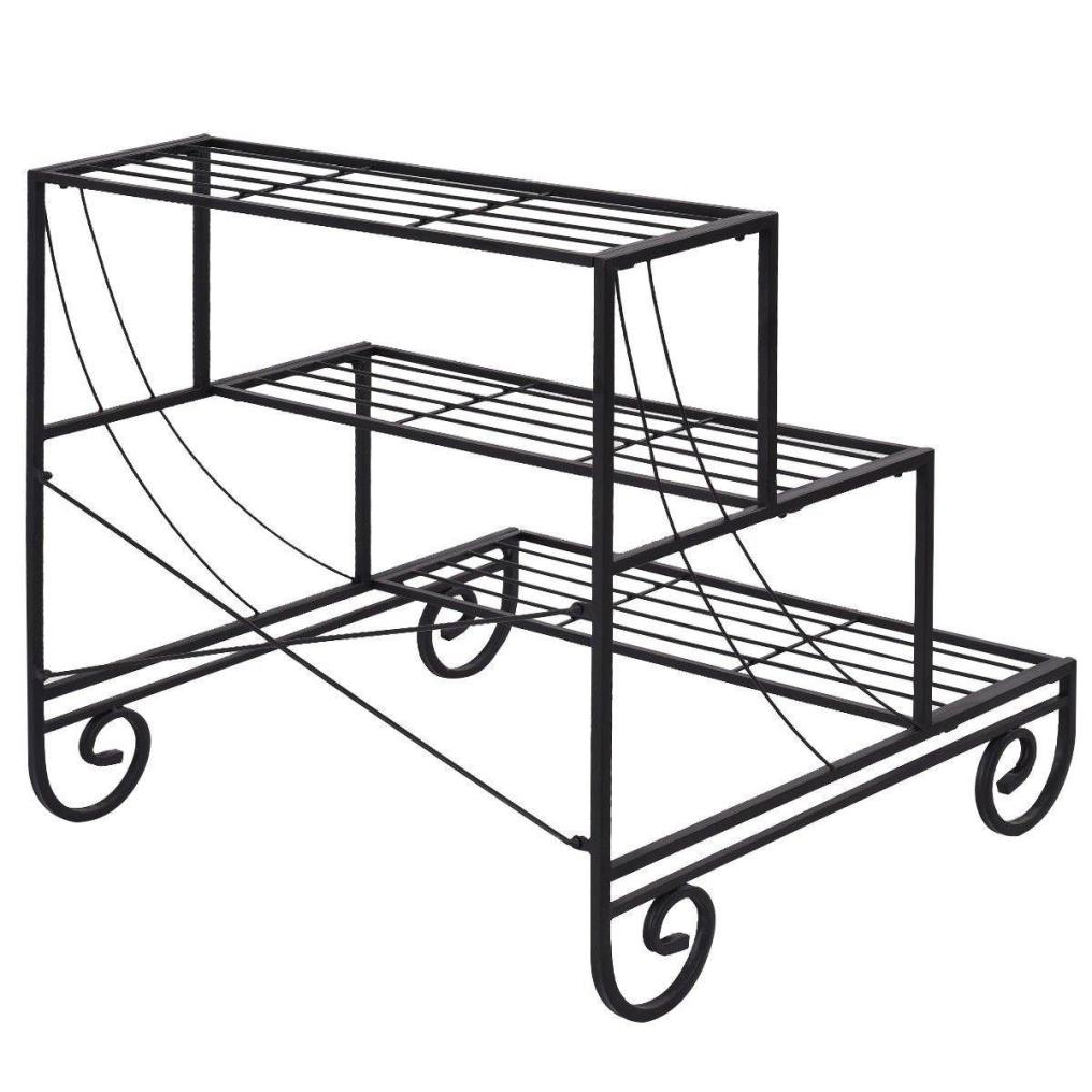 3 Tier Outdoor Metal Garden Planter Holder Rack