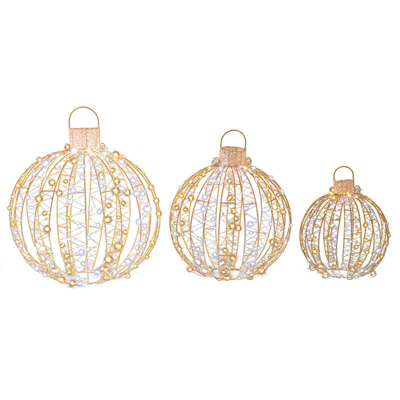 3 Pack Christmas LED Light Balls Lighted Sphere Balls with 180 Warm White & 180 White LED Lights