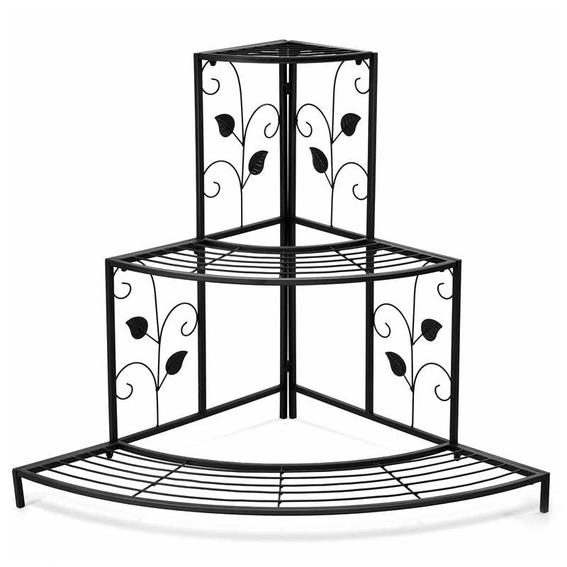 3 Tier Metal Corner Plant Stand Stair-Step Style Flower Pot Display Stand Ladder Plant Rack for Indoor Outdoor Use