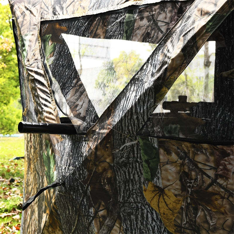 Portable Hunting Blind Pop-up Ground Blind 3-Person Camouflage Hunting Tent with Mesh Window & Carrying Bag