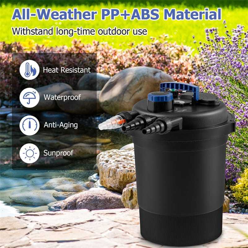 4000 Gallon Bio Pressure Pond Filter with 13W UV-C Sterilizer Light, Bio Balls & 4 Adapters, 2642GPH Filter System for Koi Ponds, Outdoor Water Garden