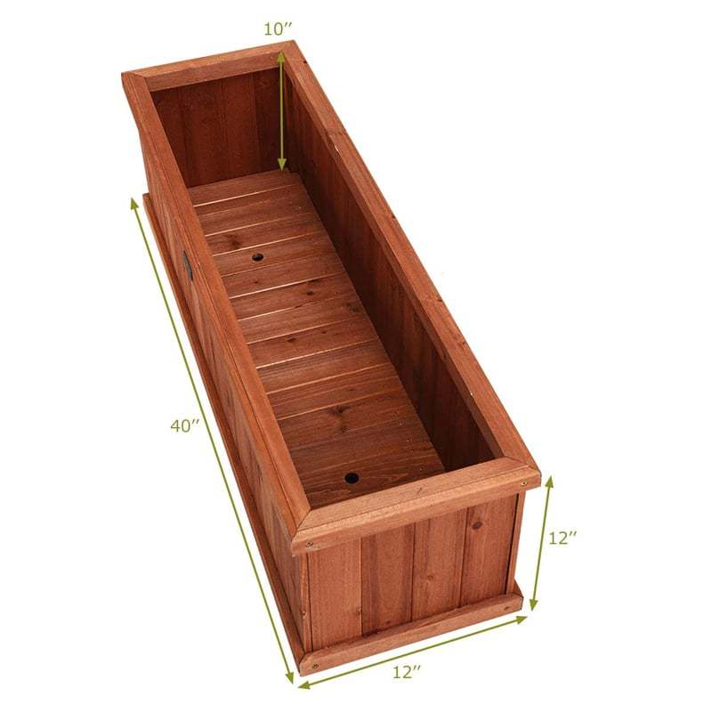 Wooden Raised Garden Bed, Outdoor Rectangle Planter Box with Drainage Holes for Flowers, Vegetables & Fruits, Backyard Patio Wood Planter
