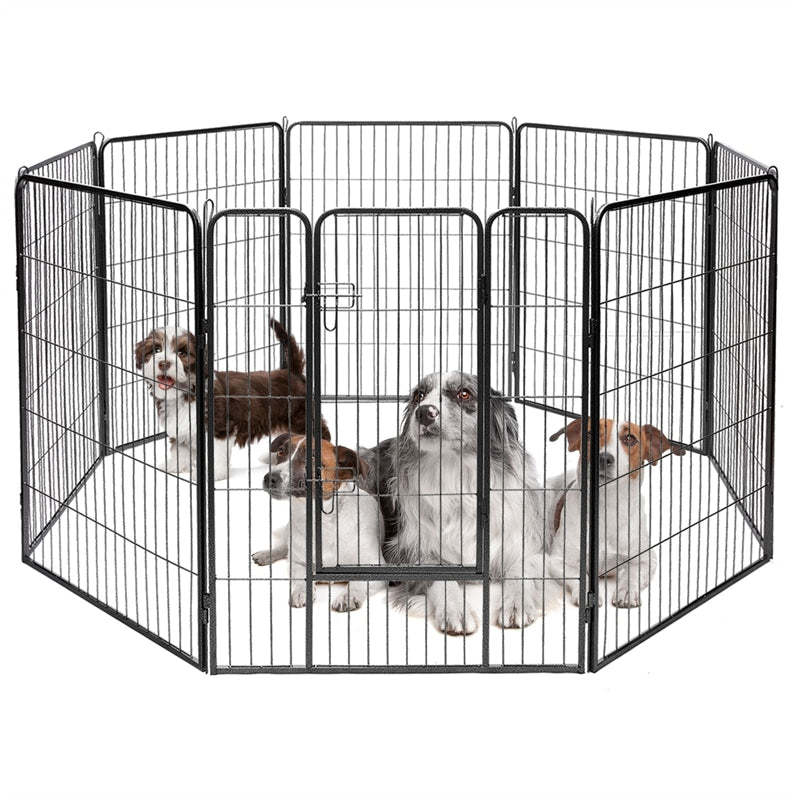 16/8 Panels Dog Fence with Door, 40" Foldable Heavy-Duty Metal Dog Playpen, Indoor/Outdoor Portable Pet Exercise Pen for Dogs, Cats, Animals