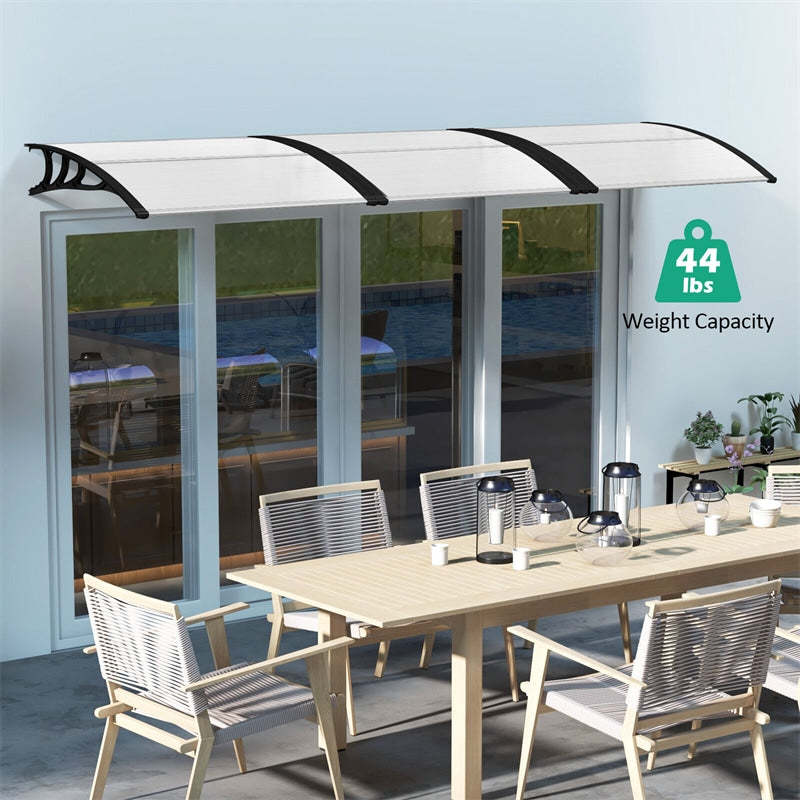 40" x 48" Window Awning, Modern Polycarbonate Overhead Door Awning Canopy with Hollow Sheet for Rain Snow Sunlight UV Protection UPF 50+