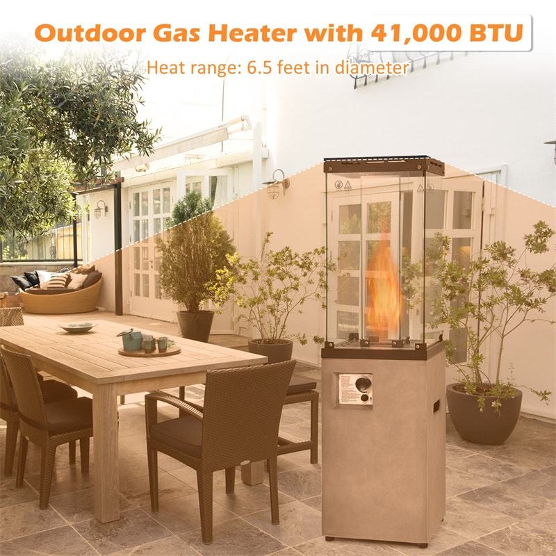 41,000 BTU Propane Patio Heater, Portable Outdoor Heater with Wheels, Protective Cover, Tempered Glass Tube, CSA Certified for Garden Yard