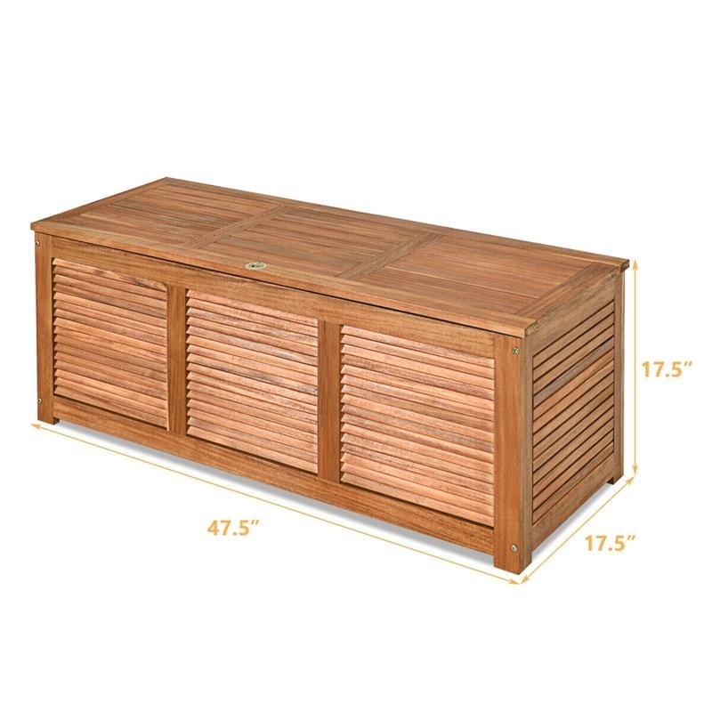 47 Gallon Acacia Wood Deck Box 2-in-1 Outdoor Storage Bench Deck Box Garden Storage Container for Patio Furniture Cushions Tools Organization Toys