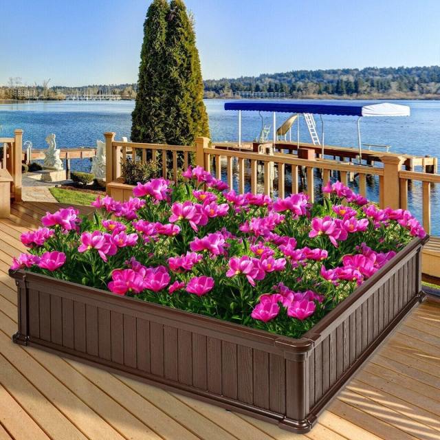 48.5" Raised Garden Bed Planter Box for Flower Vegetables, Outdoor Square Planting Box for Patio Backyard, Easy Assembly