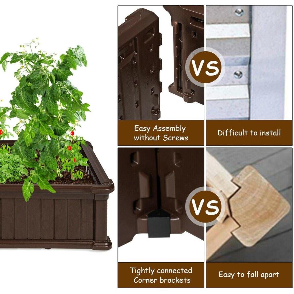 48.5" Raised Garden Bed Planter Box for Flower Vegetables, Outdoor Square Planting Box for Patio Backyard, Easy Assembly