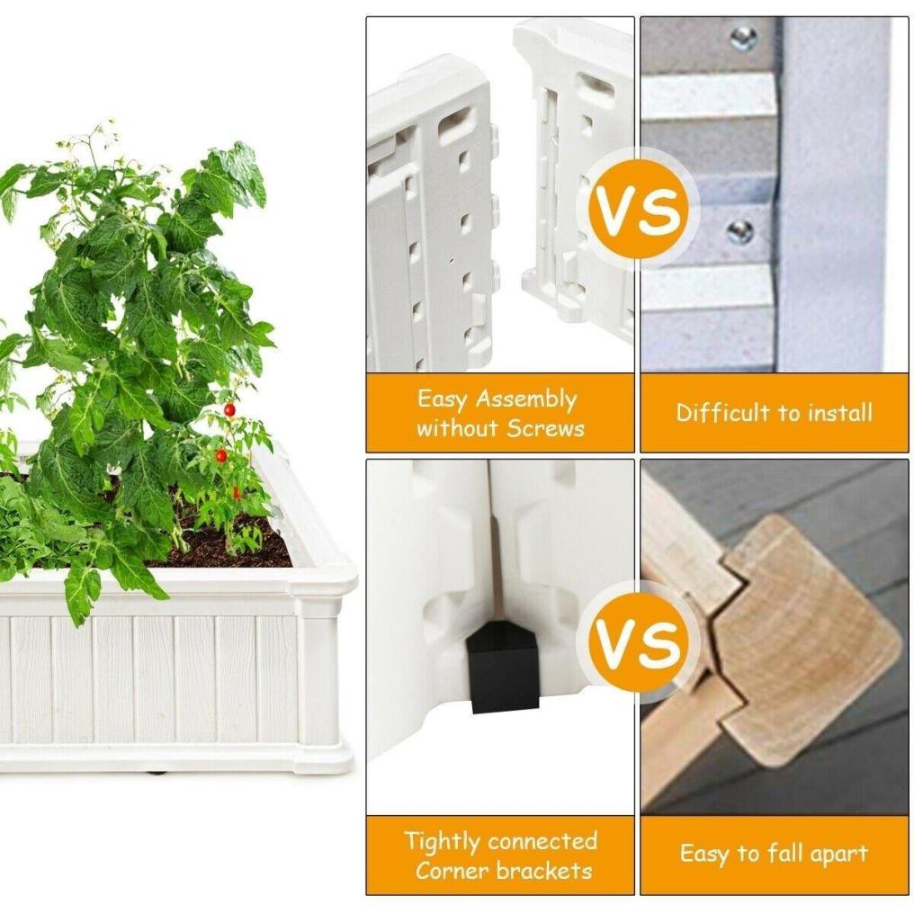 48.5" Raised Garden Bed Planter Box for Flower Vegetables, Outdoor Square Planting Box for Patio Backyard, Easy Assembly
