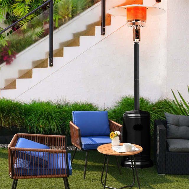 50,000 BTU Propane Patio Heater, Standing Outdoor LP Gas Heater with Wheels, Stainless Steel Burner & Tip-Over Protection for Garden Backyard