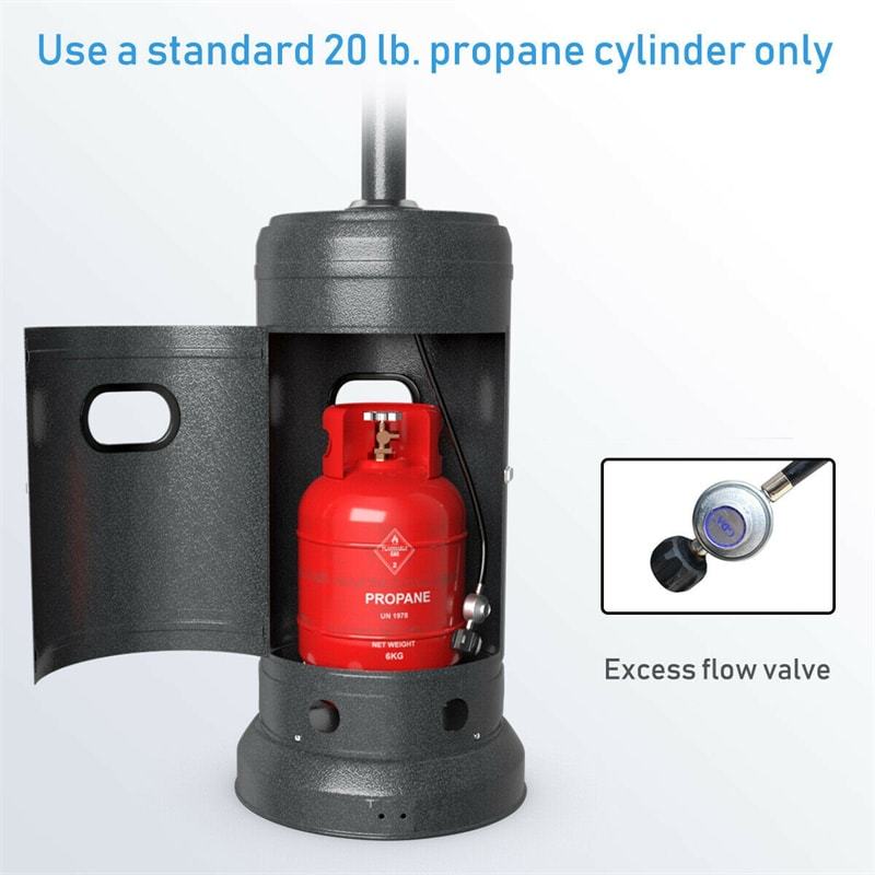 50,000 BTU Propane Patio Heater with Auto Shut-Off & Tip Protection, Commercial Outdoor Heater w/ Wheels & Drink Shelf for Backyard, Restaurant