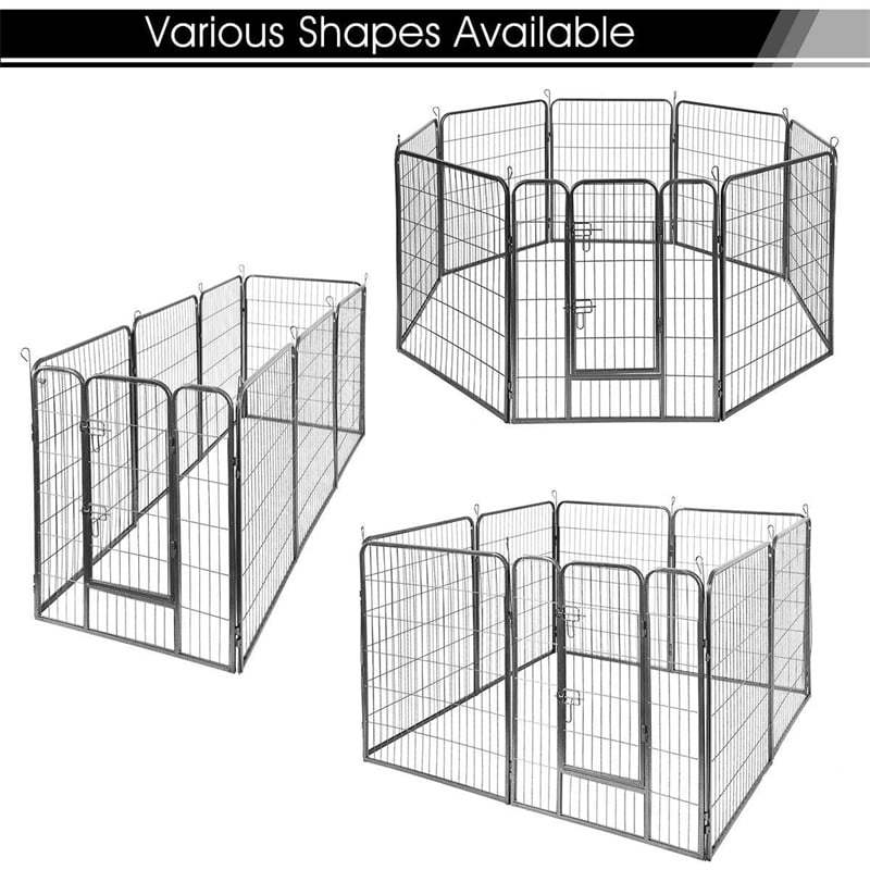 16-Panel Dog Playpen with Door, 48" Metal Dog Fence Foldable Dog Exercise Pen Pet Enclosure Portable Dog Fence for Indoor Outdoor RV Camping