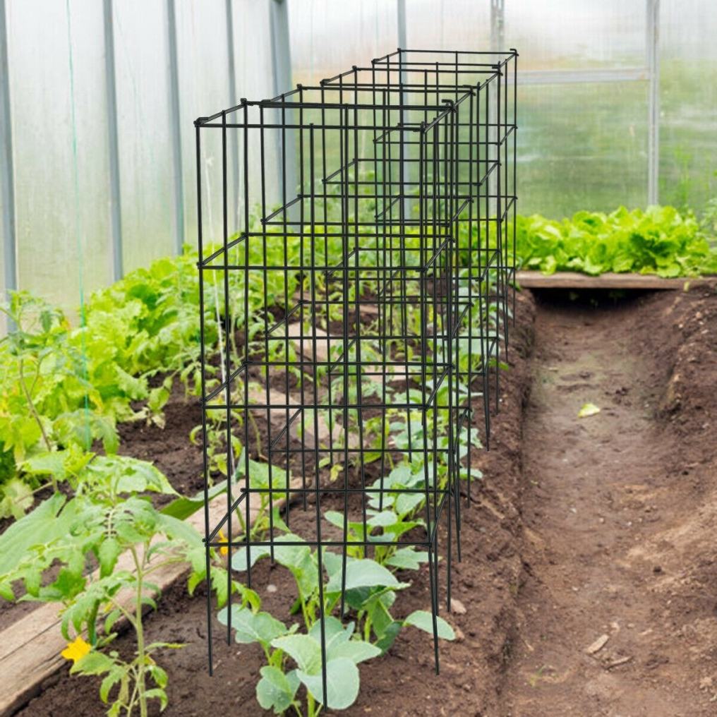4 Pack Heavy-Duty Tomato Cages, 39" Tall Square Folding Plant Support for Climbing Plants, Flowers, Fruits, Vegetables, Tomato Trellis for Garden