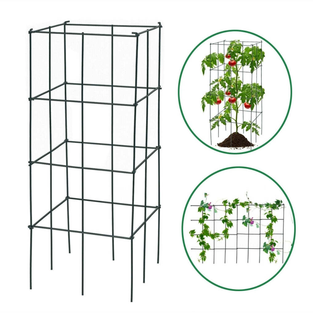 4 Pack Heavy-Duty Tomato Cages, 39" Tall Square Folding Plant Support for Climbing Plants, Flowers, Fruits, Vegetables, Tomato Trellis for Garden