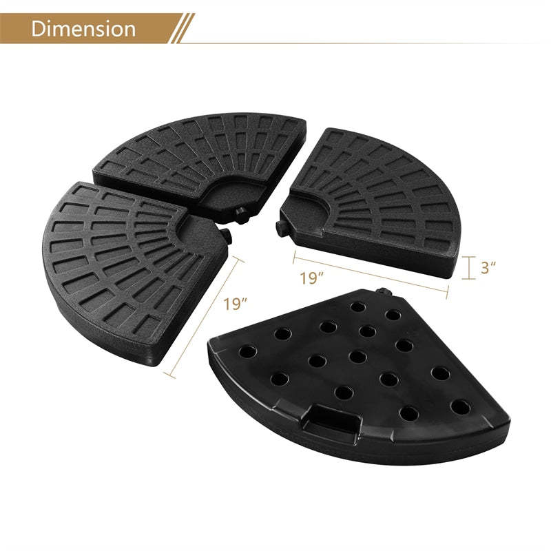 4 Plate Cantilever Offset Umbrella Base Weight, 160lbs Water Sand Filled Umbrella Base with Carry Handles, Round for Patio, Poolside, Backyard