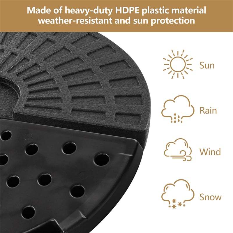 4 Plate Cantilever Offset Umbrella Base Weight, 160lbs Water Sand Filled Umbrella Base with Carry Handles, Round for Patio, Poolside, Backyard