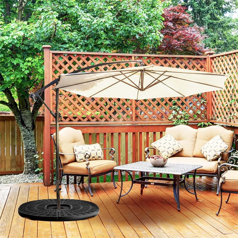 4 Plate Cantilever Offset Umbrella Base Weight, 160lbs Water Sand Filled Umbrella Base with Carry Handles, Round for Patio, Poolside, Backyard