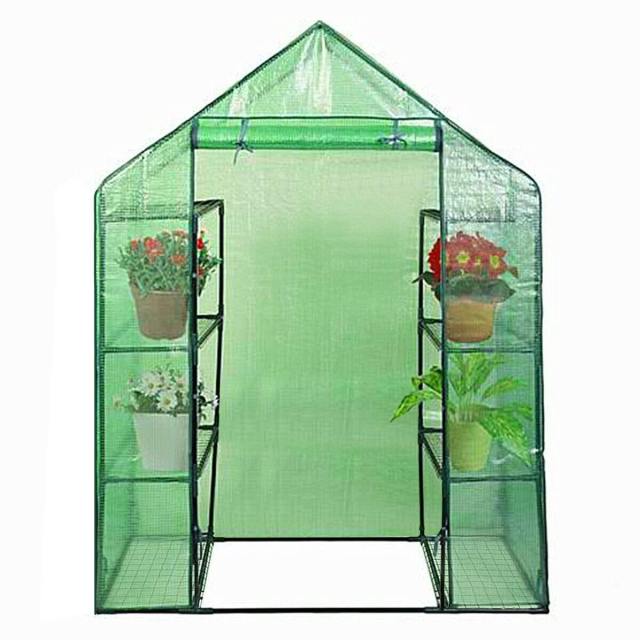 Mini Portable Walk-in Greenhouse 4 Tier 4 Shelves Plant Growing House with Roll-up Zipper Door for Outdoor Indoor Use