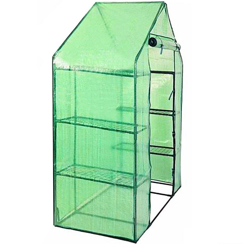 Mini Portable Walk-in Greenhouse 4 Tier 4 Shelves Plant Growing House with Roll-up Zipper Door for Outdoor Indoor Use