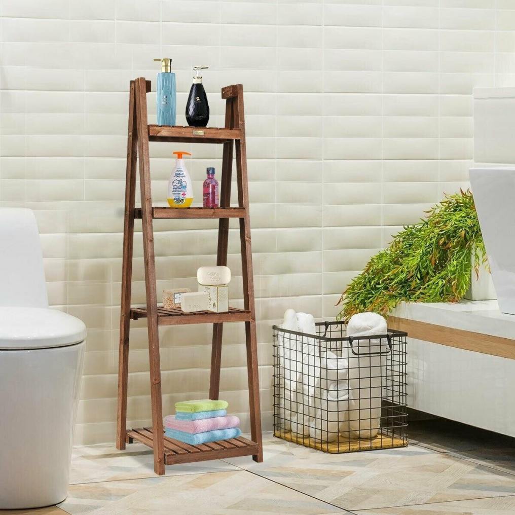 4 Tier Folding Wooden Garden Plant Stand Flower Pot Holder