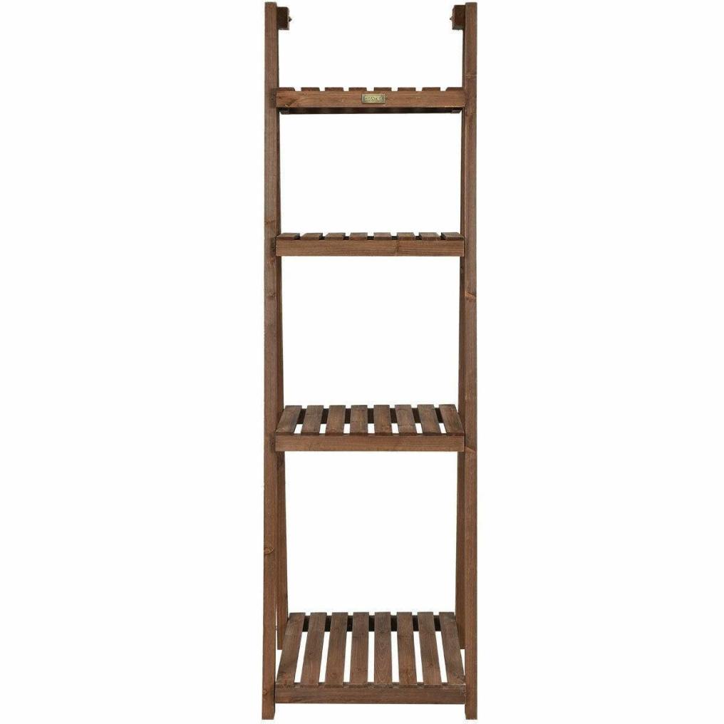4 Tier Folding Wooden Garden Plant Stand Flower Pot Holder