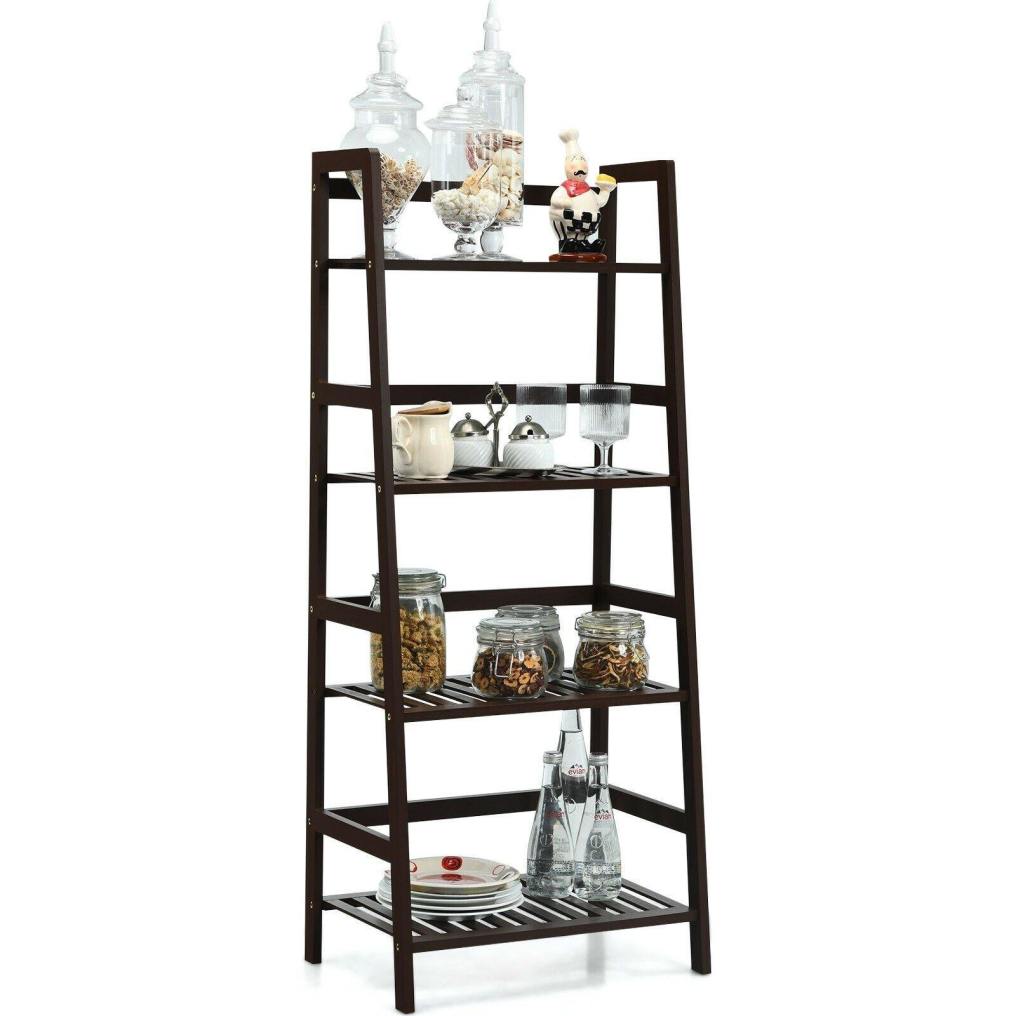 4 Tier Multifunctional Bamboo Ladder Shelf Plant Display Rack