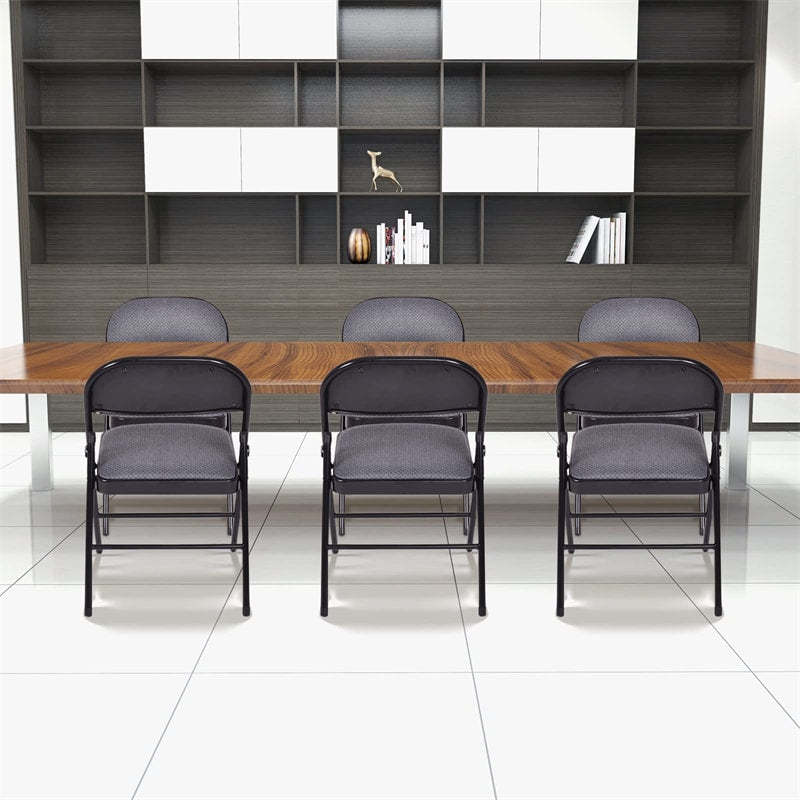 4-Pack Folding Chairs Home Office Chairs with Padded Seat, Metal Frame Fabric Dining Chairs Set of 4 Outdoor Indoor Upholstered Restaurant Chairs