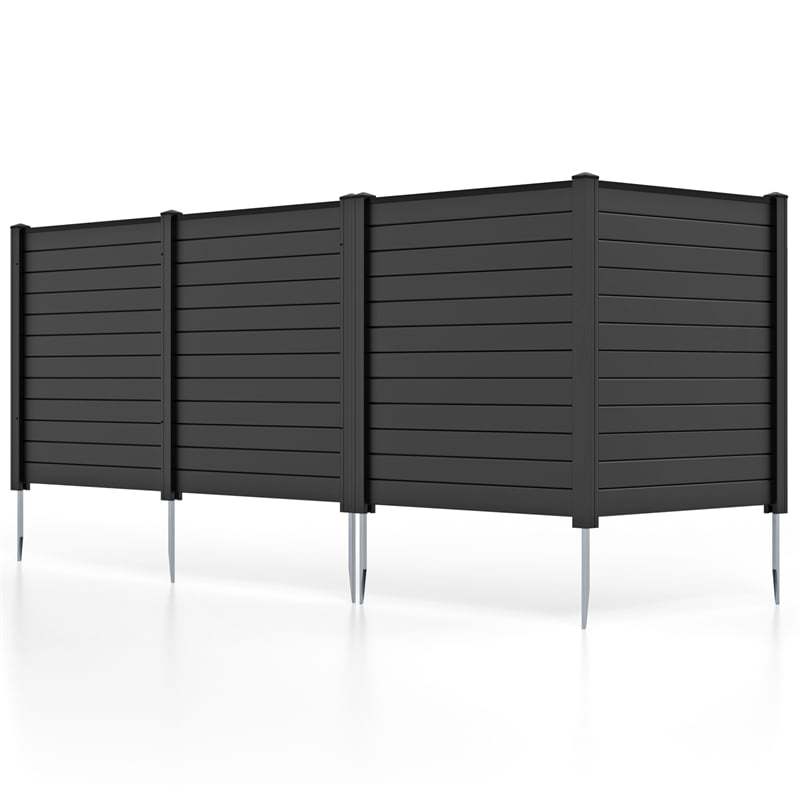 Air Conditioner Fence 4 Panels, 48"W x 48"H Outdoor Vinyl Privacy Screen with Metal Stakes, Trash Can Enclosure Decorative Garden Fence for Patio Lawn