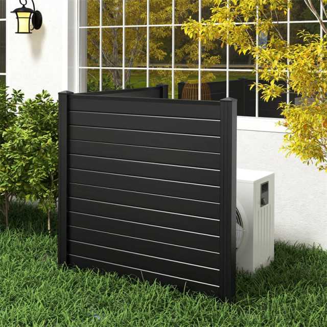 Air Conditioner Fence 2 Panels, 48"H Outdoor Vinyl Privacy Screen with Metal Stakes, Trash Can Enclosure Decorative Garden Fence for Patio, Lawn
