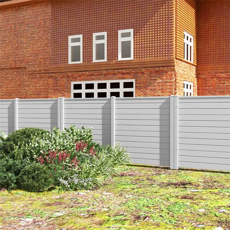 Air Conditioner Fence 2 Panels, 48"H Outdoor Vinyl Privacy Screen with Metal Stakes, Trash Can Enclosure Decorative Garden Fence for Patio