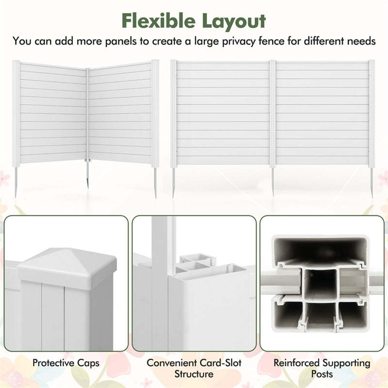 Air Conditioner Fence 2 Panels, 48"H Outdoor Vinyl Privacy Screen with Metal Stakes, Trash Can Enclosure Decorative Garden Fence for Patio