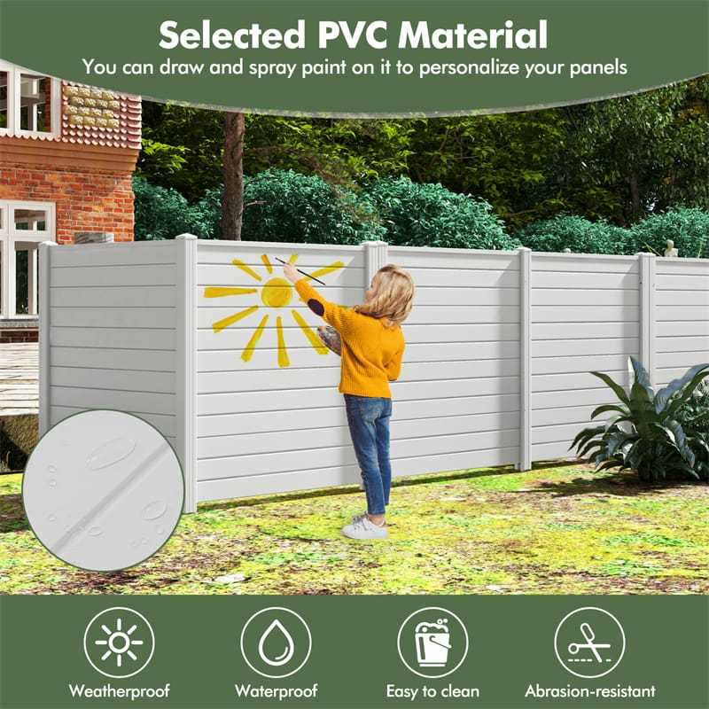 Air Conditioner Fence 2 Panels, 48"H Outdoor Vinyl Privacy Screen with Metal Stakes, Trash Can Enclosure Decorative Garden Fence for Patio