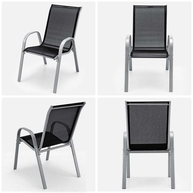 4-Pack Stackable Patio Dining Chairs, Heavy Duty Steel Frame All-Weather Outdoor Chairs with Armrests 330LBS Capacity for Poolside Deck Backyard