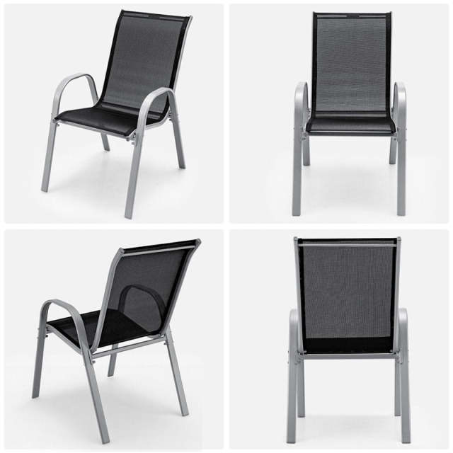 4-Pack Stackable Patio Dining Chairs, Heavy Duty Steel Frame All-Weather Outdoor Chairs with Armrests 330LBS Capacity for Poolside Deck Backyard
