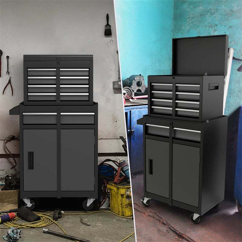 5-Drawer Rolling Tool Chest, Tool Storage Cabinet with Lockable Wheels, Detachable Top Tool Box & Adjustable Shelf for Garage, Workshop