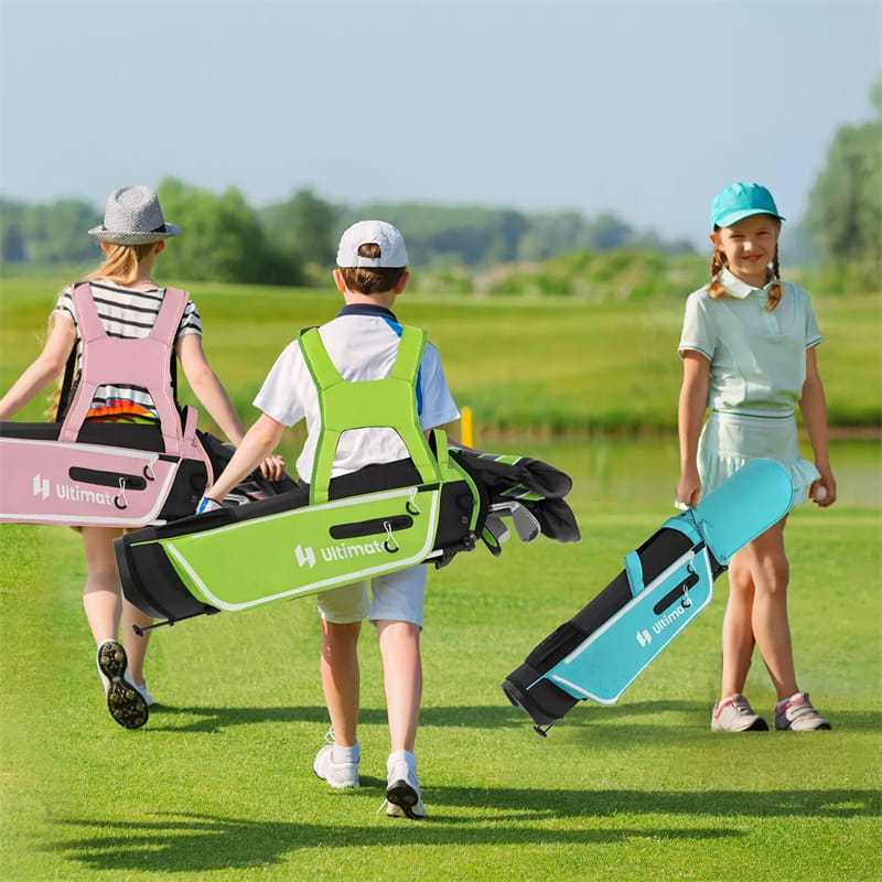7 Pieces Junior Golf Club Set for Kids Ages 11-13 Right Hand, Children Golf Complete Set with #1 Driver, Head Cover & Stand Bag with Rain Hood