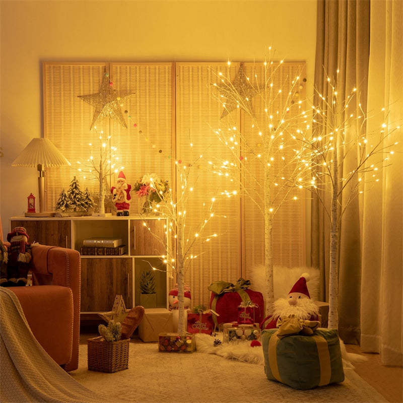 4ft PreLit Twig Christmas Tree, Artificial White Birch Tree with 48 Warm White LED Lights for Indoor Party Holiday Decoration