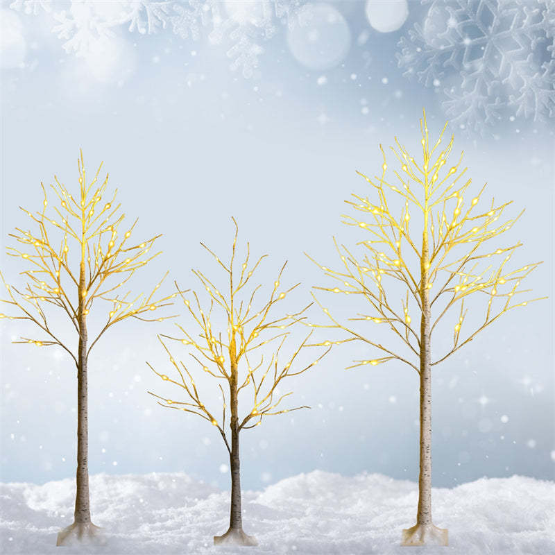 4ft PreLit Twig Christmas Tree, Artificial White Birch Tree with 48 Warm White LED Lights for Indoor Party Holiday Decoration