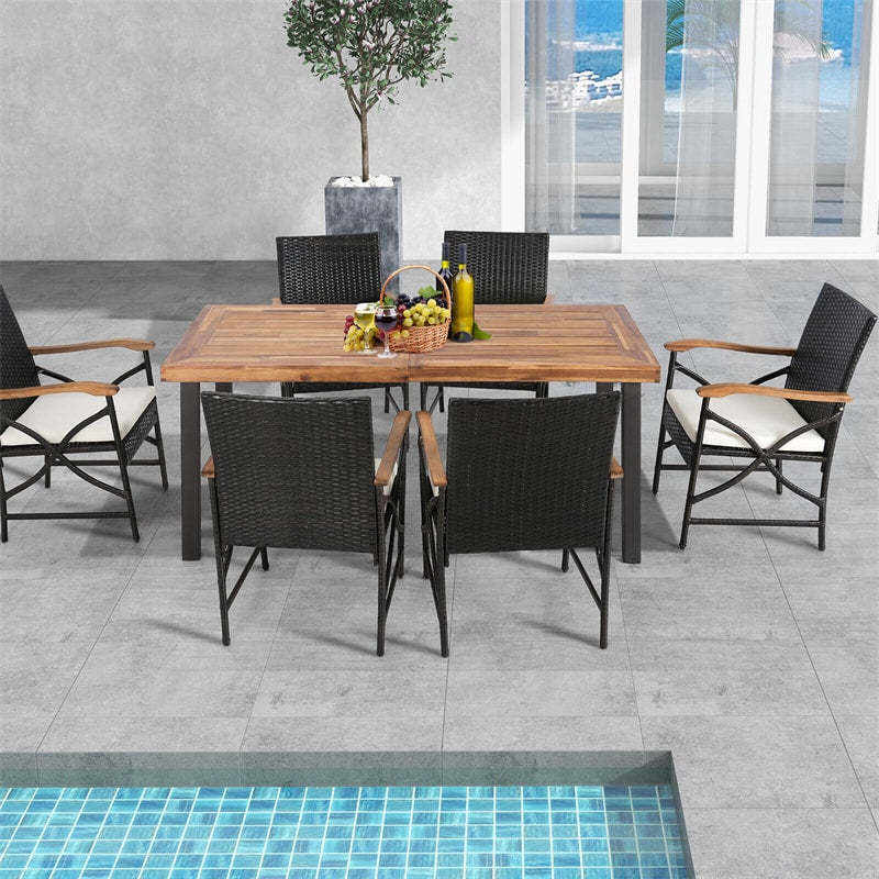4pcs Wicker Patio Dining Chairs All-Weather Outdoor PE Rattan Armchairs with Soft Cushions & Heavy-Duty Metal Frame
