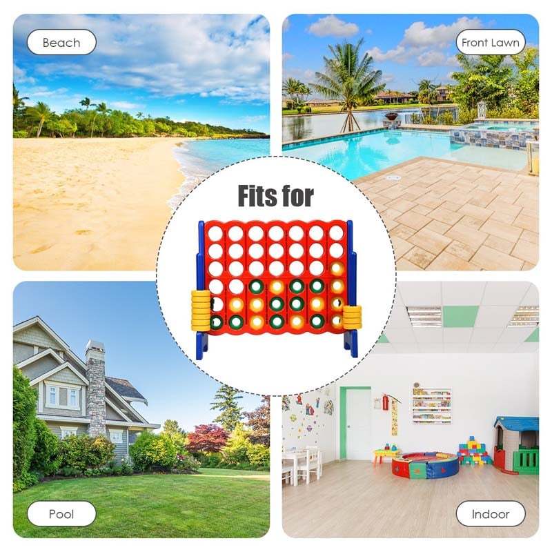 Giant 4-in-a-Row, Jumbo 4-to-Score Giant Game w/ 42 Rings, Quick-Release Slider, 3.5FT Tall Indoor Outdoor Connect 4 Yard Game for Kids, Adults