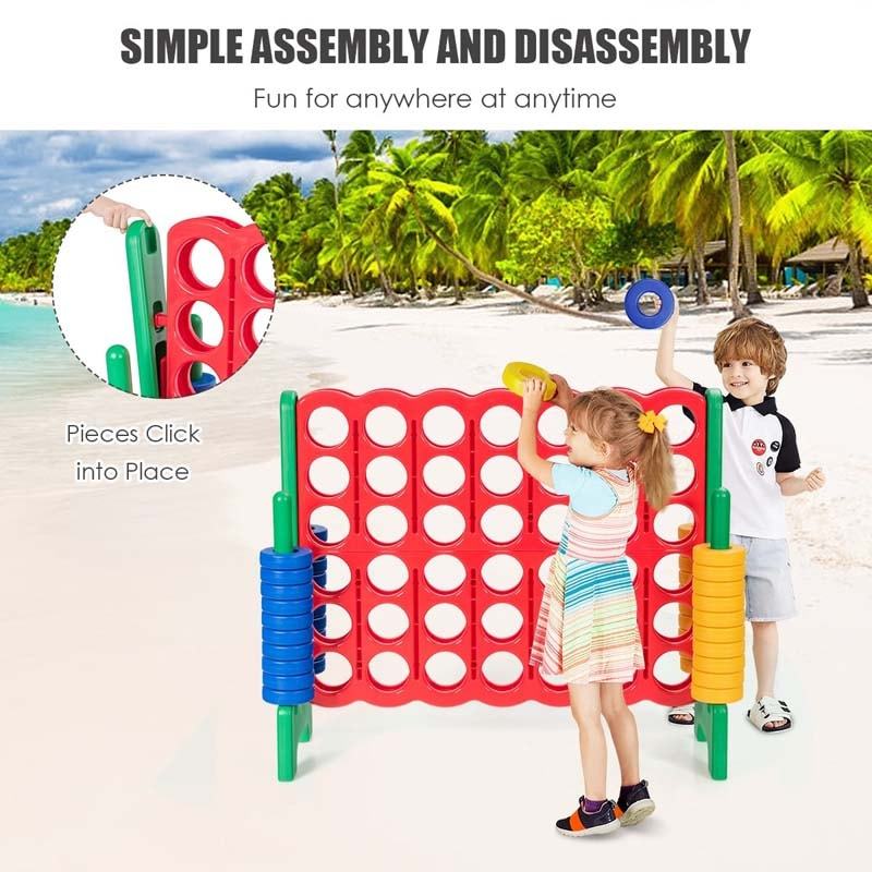 Giant 4-in-a-Row, Jumbo 4-to-Score Giant Game w/ 42 Rings, Quick-Release Slider, 3.5FT Tall Indoor Outdoor Connect 4 Yard Game for Kids, Adults