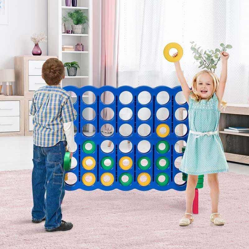 Giant 4-in-a-Row, Jumbo 4-to-Score Giant Game w/ 42 Rings, Quick-Release Slider, 3.5FT Tall Indoor Outdoor Connect 4 Yard Game for Kids, Adults