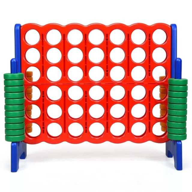 Giant 4-in-a-Row, Jumbo 4-to-Score Giant Game w/ 42 Rings, Quick-Release Slider, 3.5FT Tall Indoor Outdoor Connect 4 Yard Game for Kids, Adults